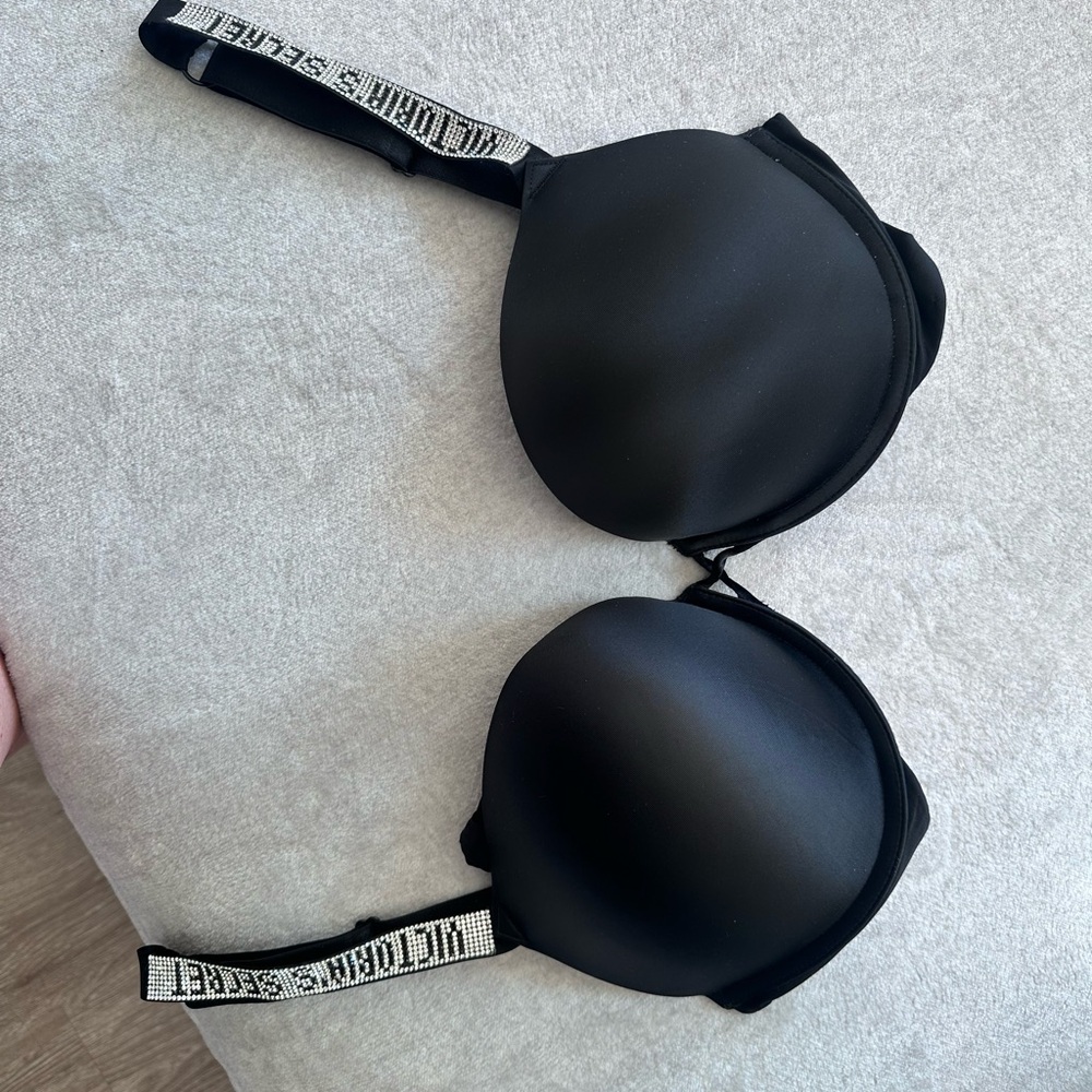 Victoria's Secret Black Bra with Rhinestone Straps